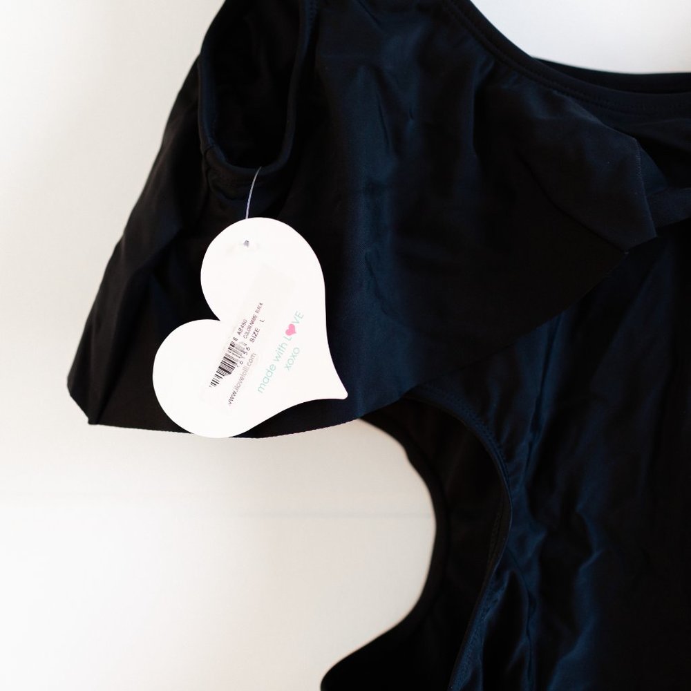 Sugar Coast by lolli swim Black One Piece Swimsuit L AB480 Large NWT - Picture 7 of 8